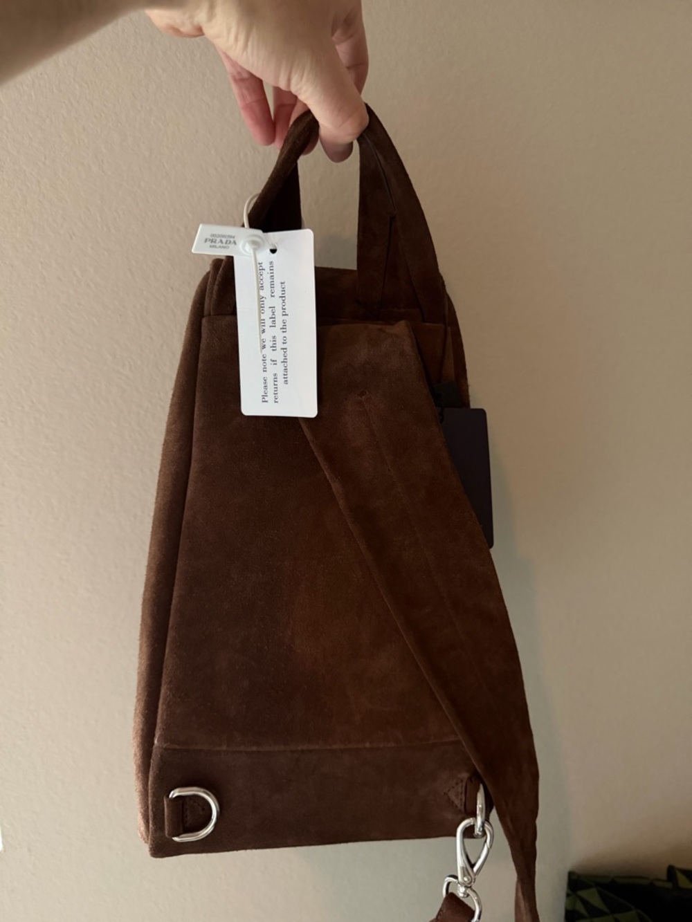 Prada Brown Suede Crossbody Sling Bag - Picture 6 of 12